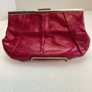 Banana Republic Deep Pink Leather  Clutch FS1